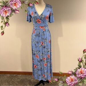 41 Hawthorn short sleeve Floral Blue Maxi Dress size‎ small